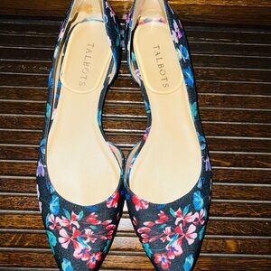 Talbots Black Flats with Pointed Toe and‎ d'Orsay Cut